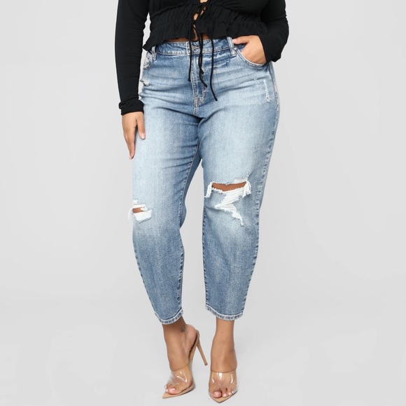 Fashion Nova Denim - Fashion Nova Tobi High Rise Distressed Mom Jeans